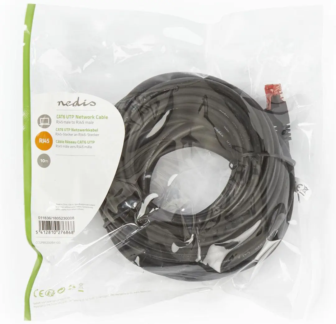 Nedis CAT6 Netwerkkabel RJ45 10m - Zwart