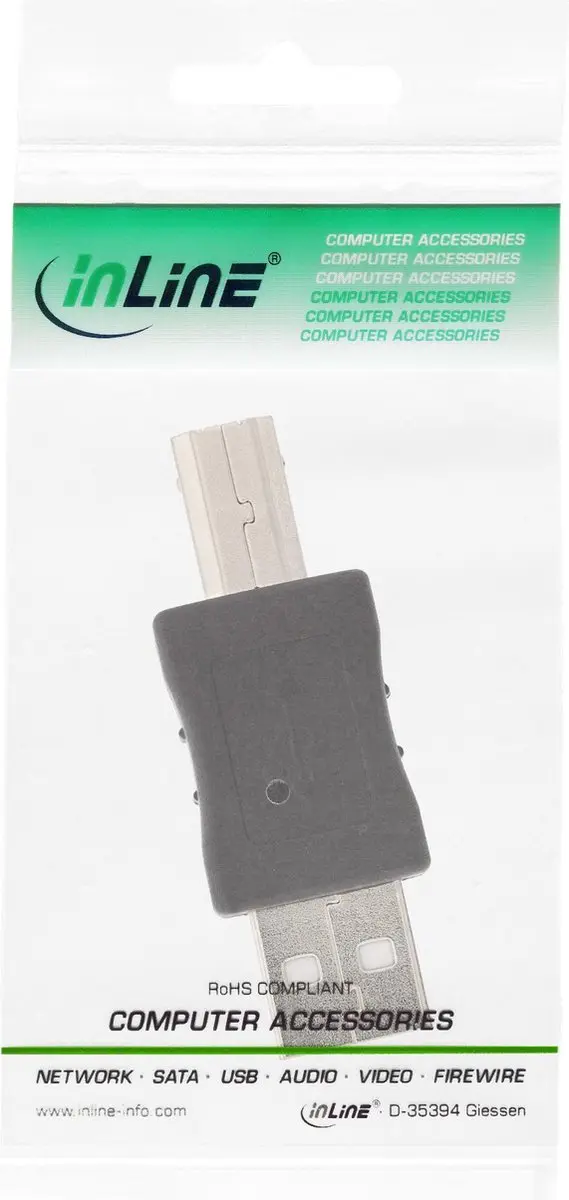 InLine USB2.0 USB-B naar USB-A Adapter - Zwart