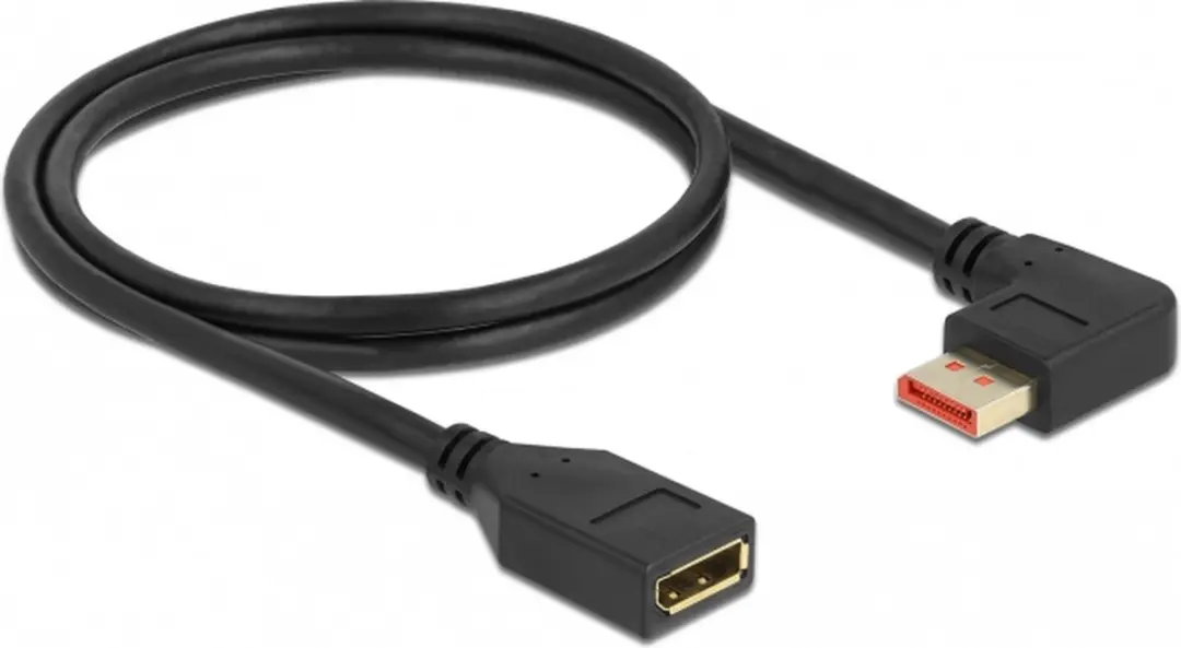 Delock DisplayPort Kabel 8K 60Hz 1m - 90° Links Mannelijk/Vrouwelijk - Zwart