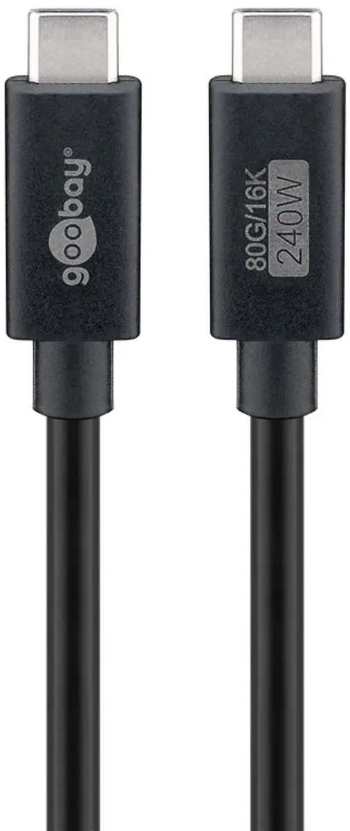 Goobay USB4 USB-C Kabel 80Gbps 240W 1,2m - Zwart