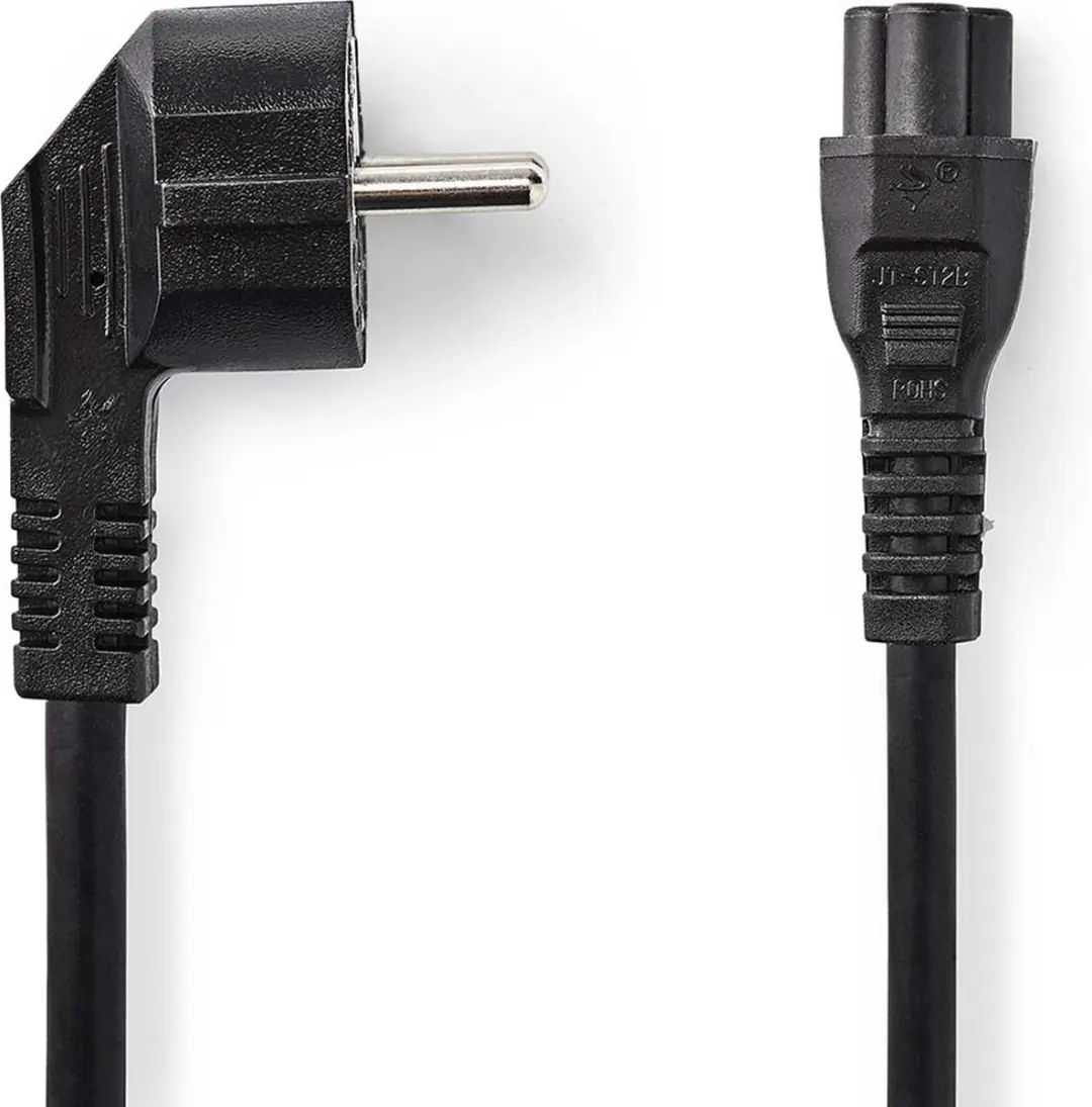 Nedis Stroomkabel Type F CEGL10100BK20 - 2m - Gehoekt - Zwart