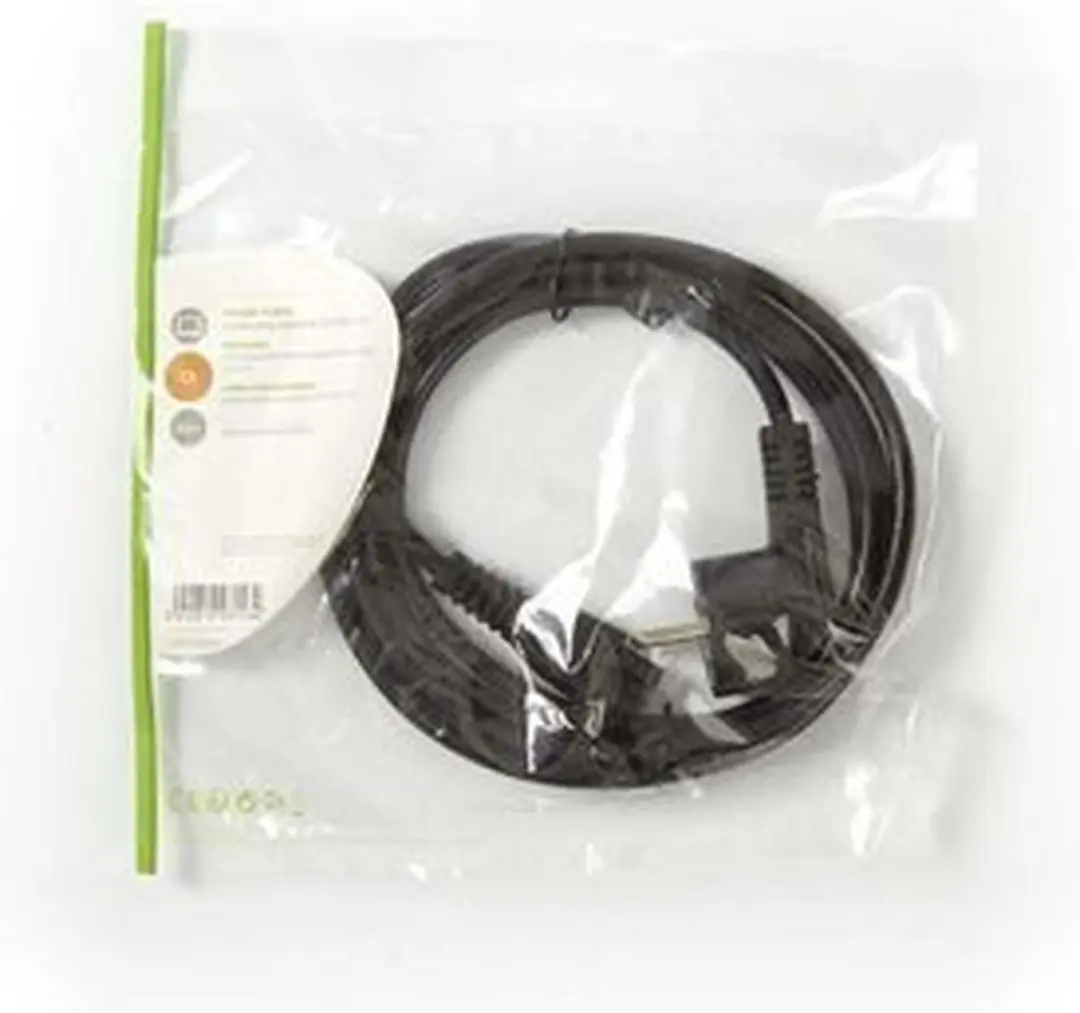 Nedis Stroomkabel Type F CEGL10100BK20 - 2m - Gehoekt - Zwart