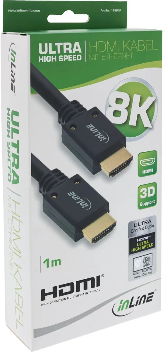 InLine HDMI Kabel 8K/4K 1m - Zwart