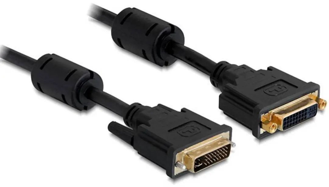 Delock DVI-I Beeldscherm Verlengkabel 1m - Zwart