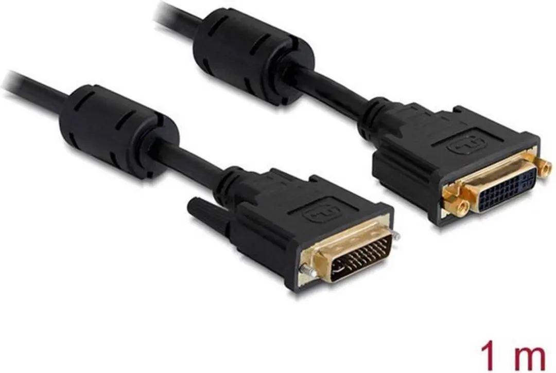 Delock DVI-I Beeldscherm Verlengkabel 1m - Zwart