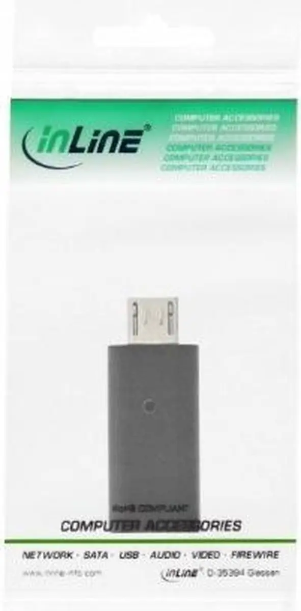 InLine USB 2.0 Micro-USB naar USB-C Adapter - Zwart