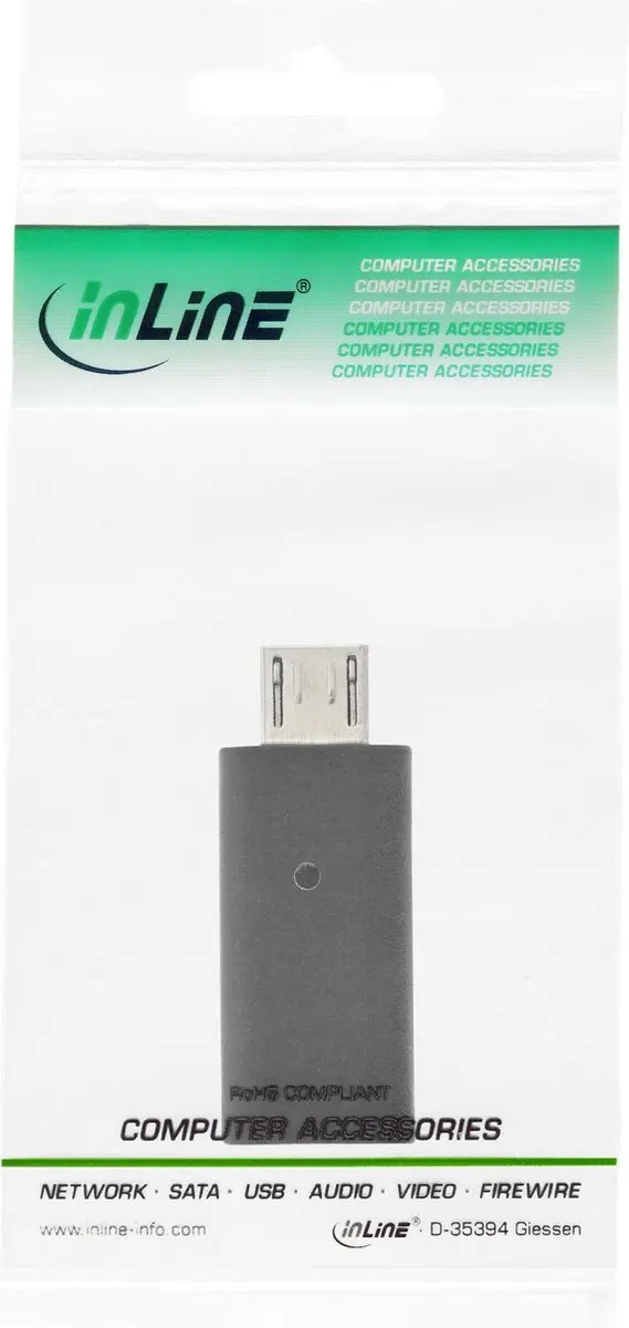 InLine USB 2.0 Micro-USB naar USB-C Adapter - Zwart