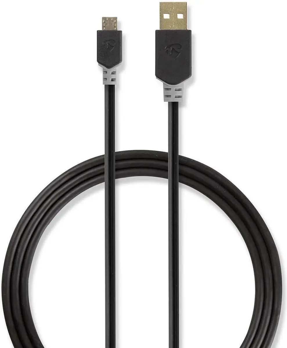 Nedis USB 2.0 A naar Micro-B Kabel 1m - Verguld - Antraciet