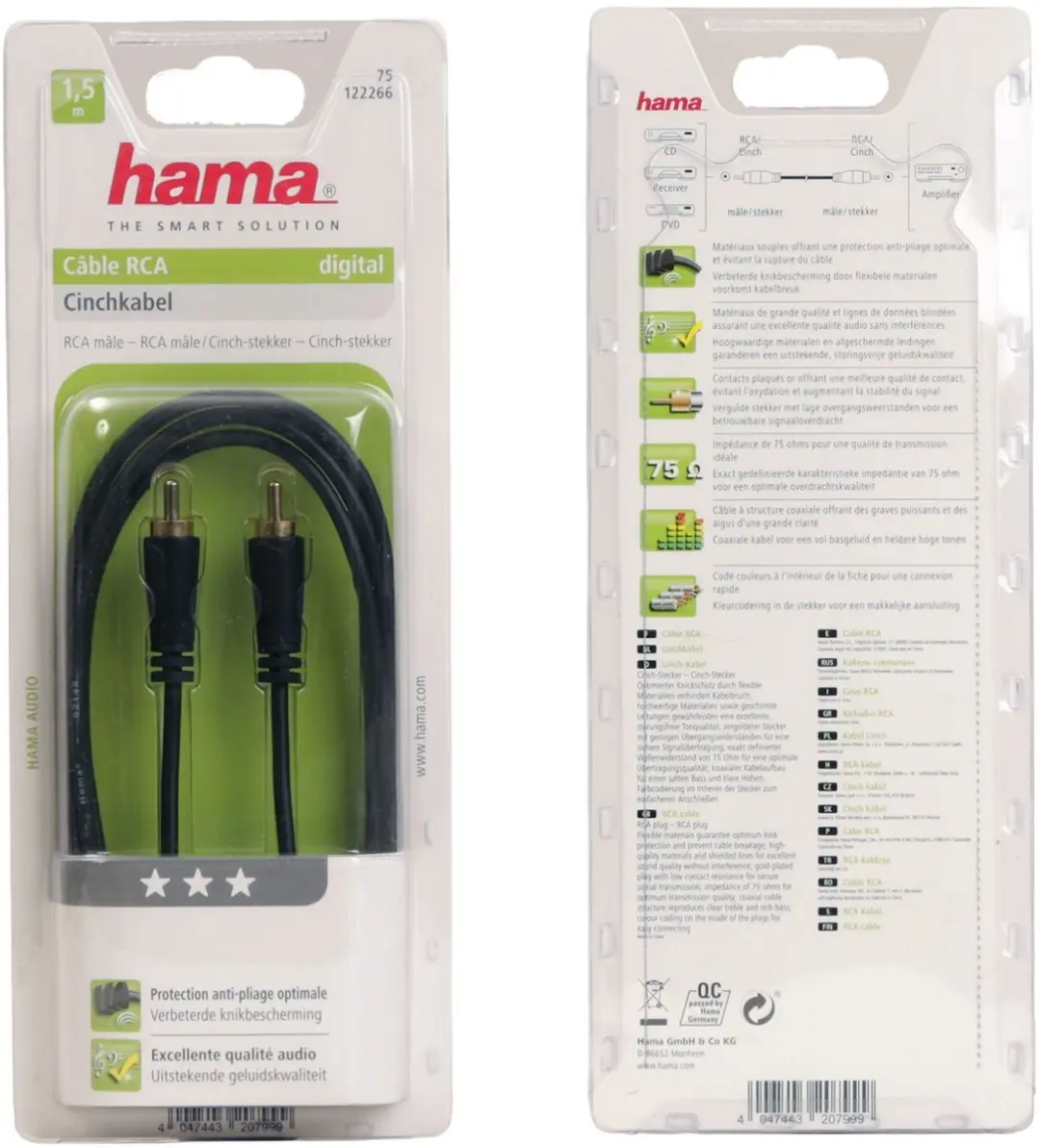 Hama Cinch-Cinch Audiokabel Digitaal Verguld 1,5m