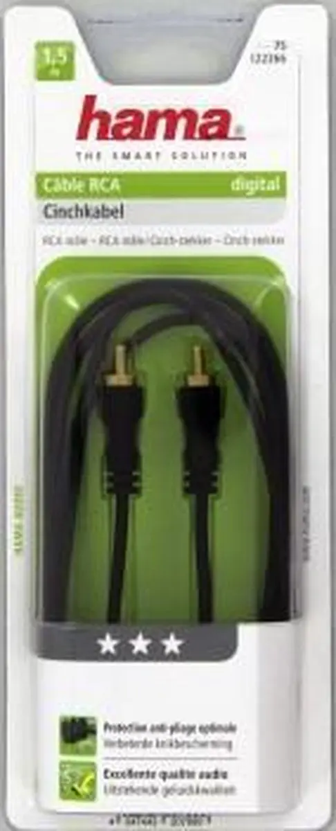 Hama Cinch-Cinch Audiokabel Digitaal Verguld 1,5m - afbeelding 6 van 6
