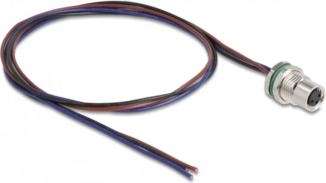Delock M8 A-coded 3-pin Female Kabel - 0,5m - Zwart