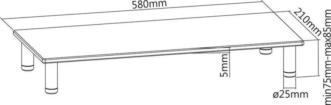 Roline 17.02.3376 Monitorstandaard Transparant - Zilver - afbeelding 6 van 6
