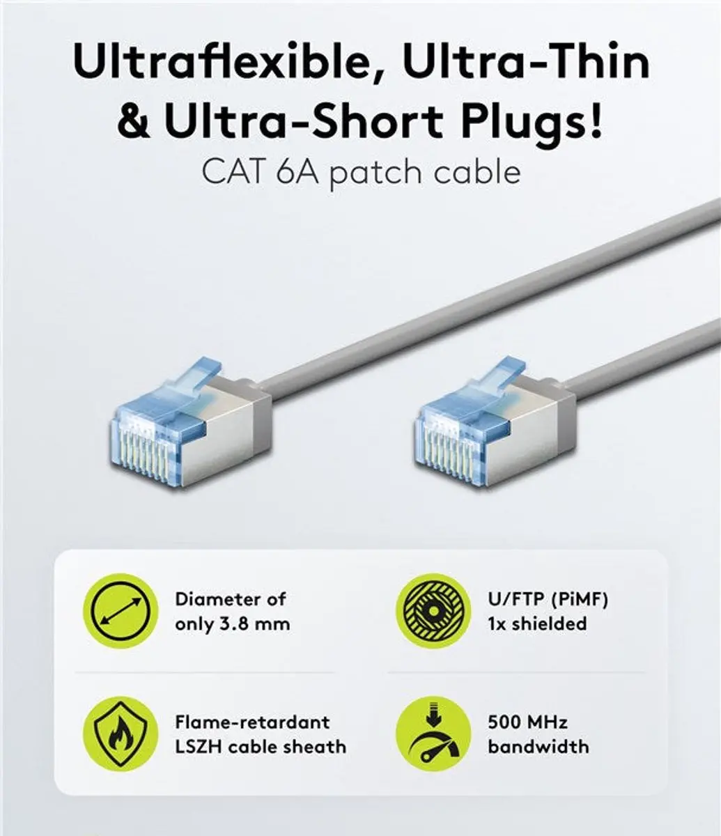 Goobay Ultraflexibele CAT 6A U/FTP Netwerkkabel - Grijs