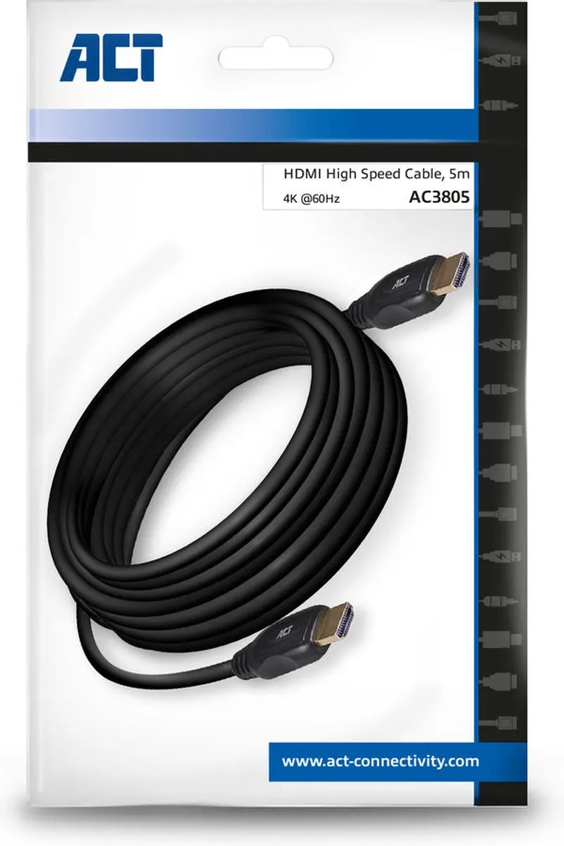 ACT HDMI High Speed Kabel 5m AC3805 - Zwart