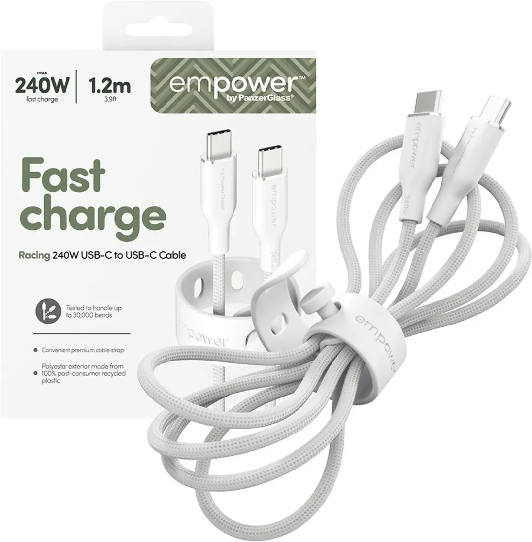 PanzerGlass empower 240W USB-C Kabel 1.2M - Wit
