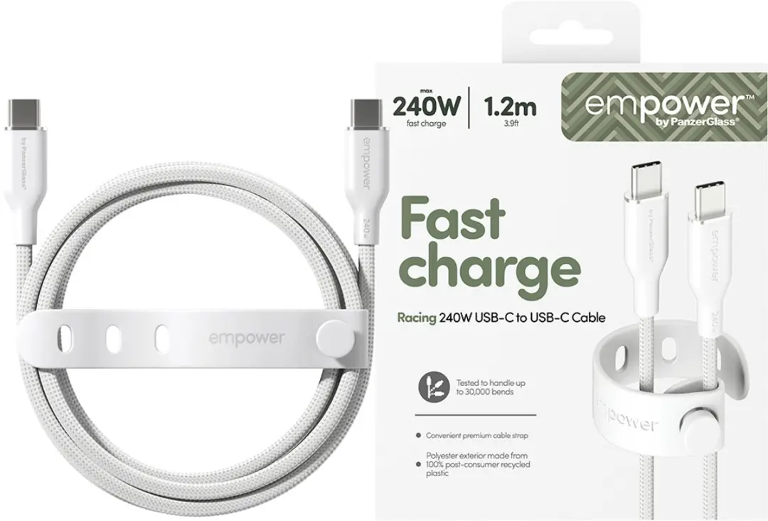 PanzerGlass empower 240W USB-C Kabel 1.2M - Wit