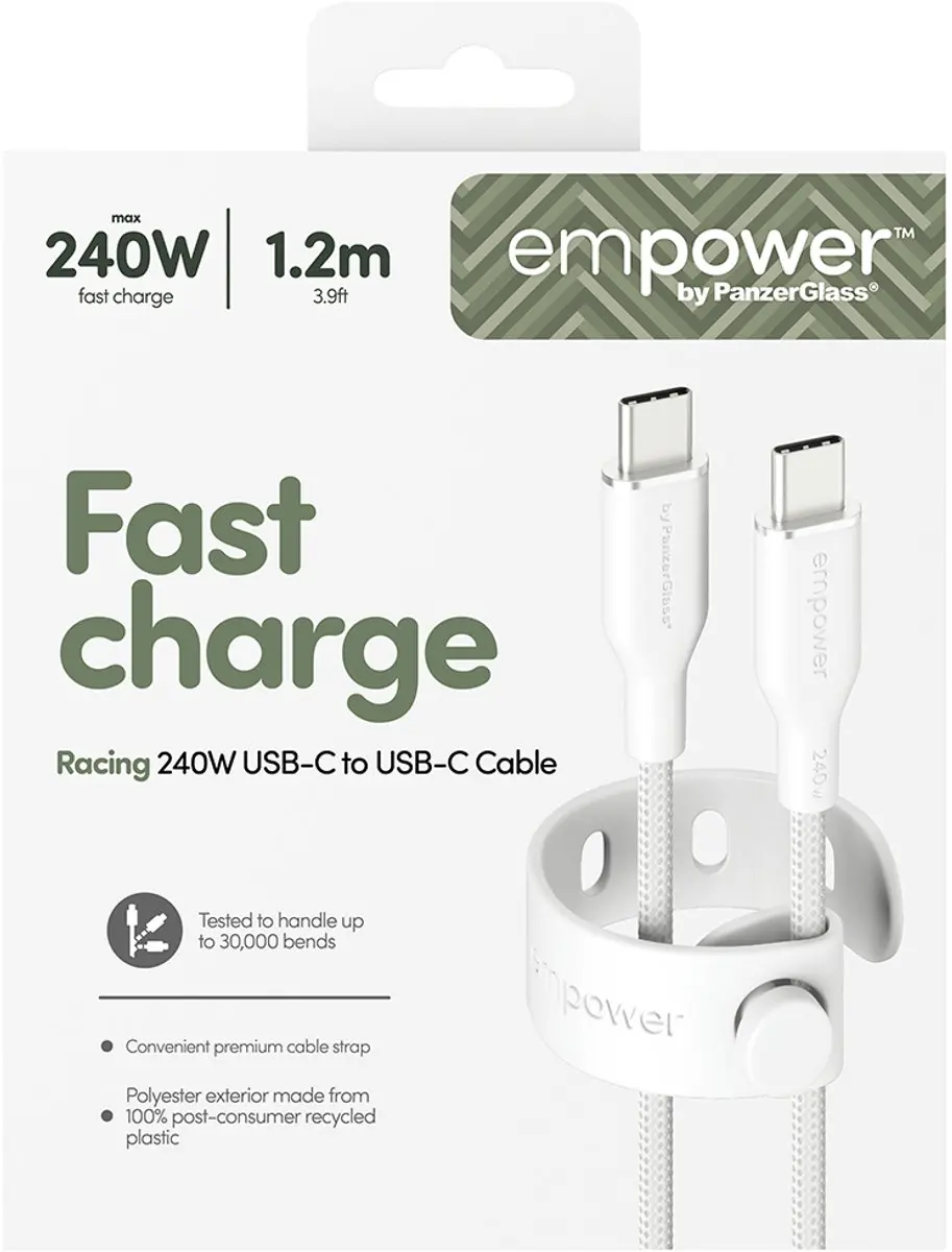 PanzerGlass empower 240W USB-C Kabel 1.2M - Wit