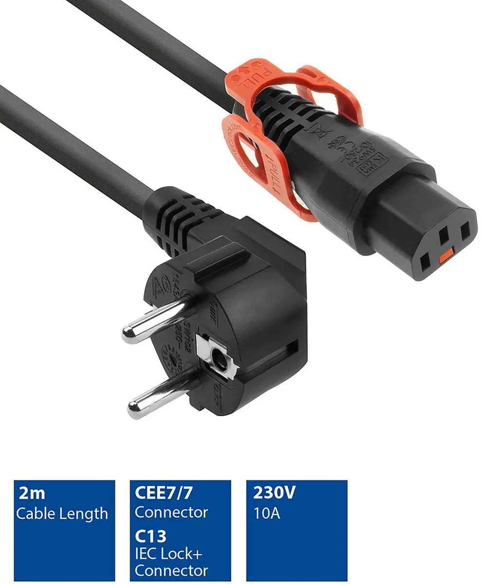 ACT EL332S AK5151 Netsnoer Schuko - 2m - Zwart