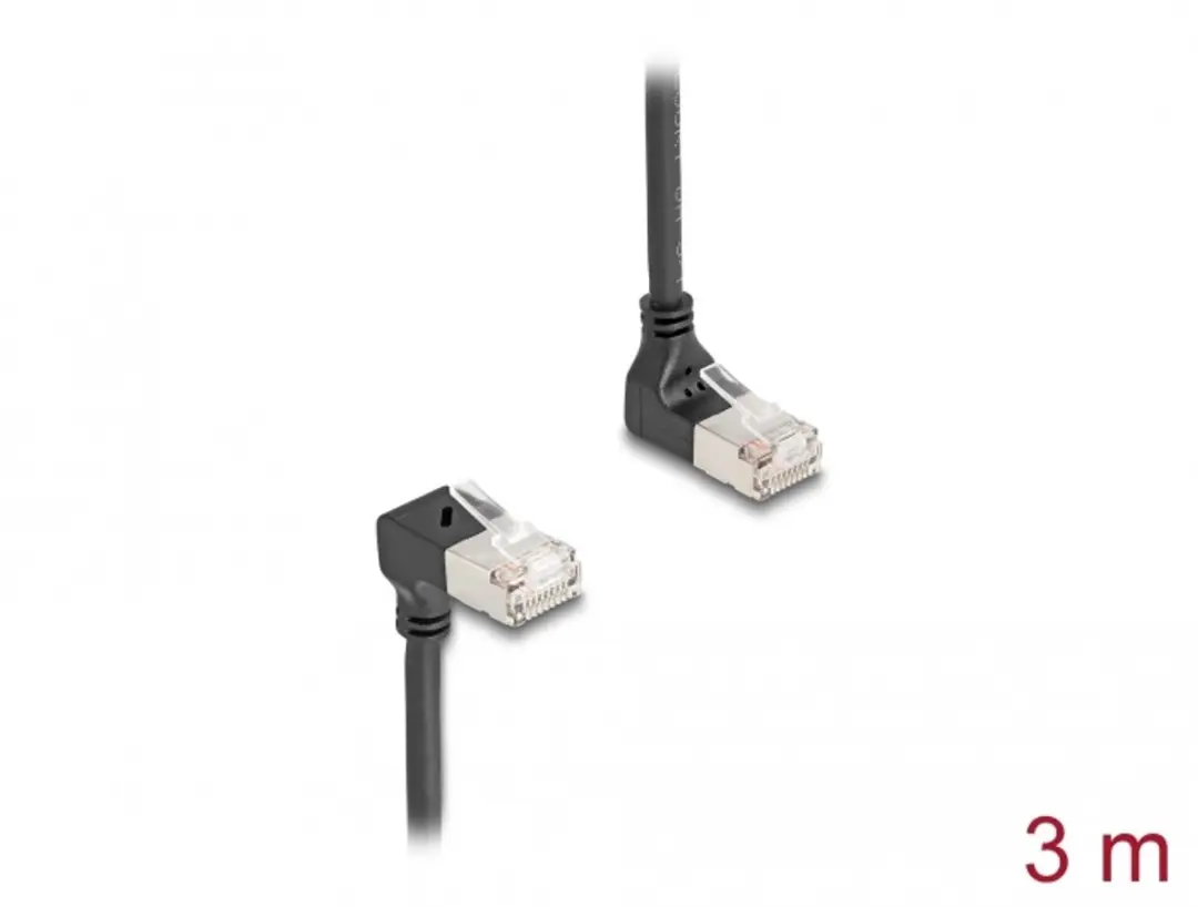 Delock Cat.6A S/FTP RJ45 Kabel 90° - 3m - Zwart