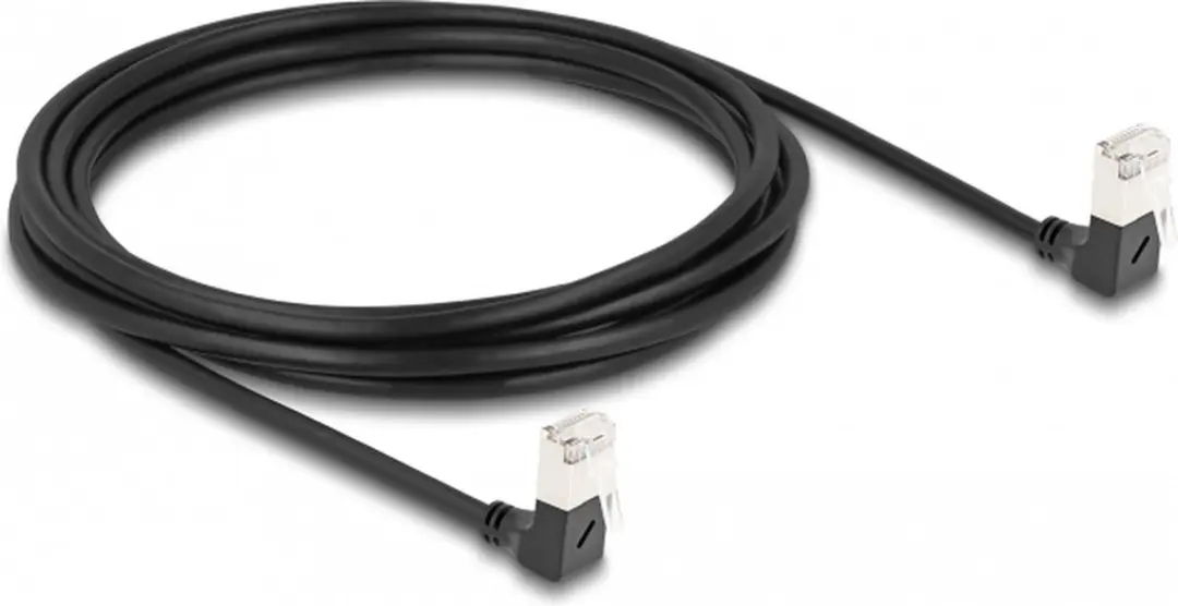 Delock Cat.6A S/FTP RJ45 Kabel 90° - 3m - Zwart