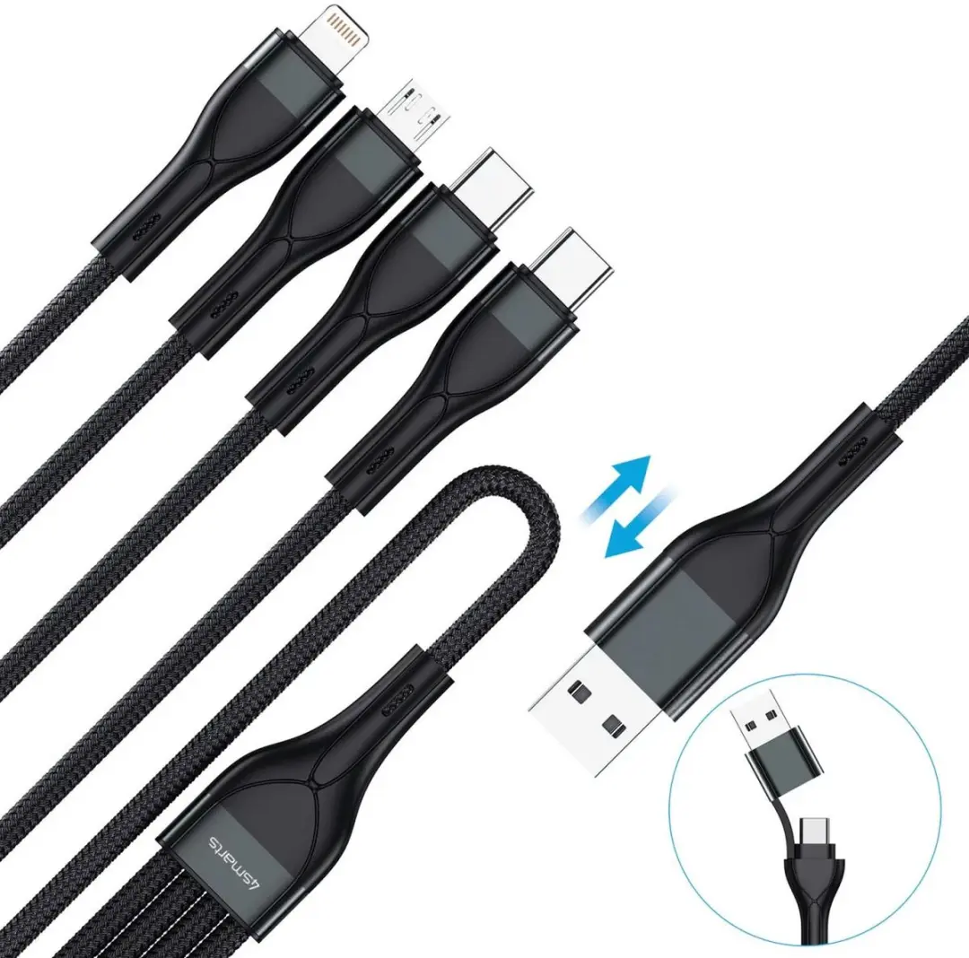 4Smarts USB-C/USB-A Kabel 4-in-1 1,2m - Transparant