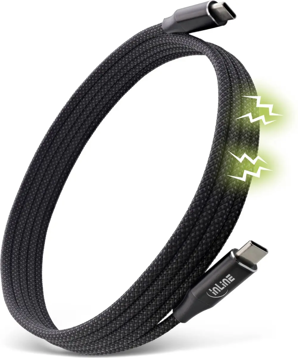 InLine USB-C Magnetische Kabel PD 100W 1,5m - Zwart