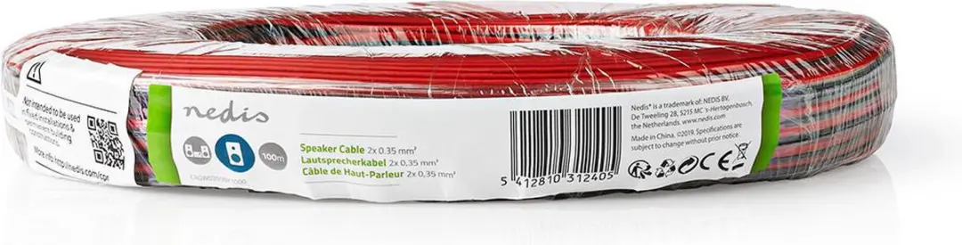 Nedis Speaker-Kabel CCA 0.35mm² 100m Rood/Zwart