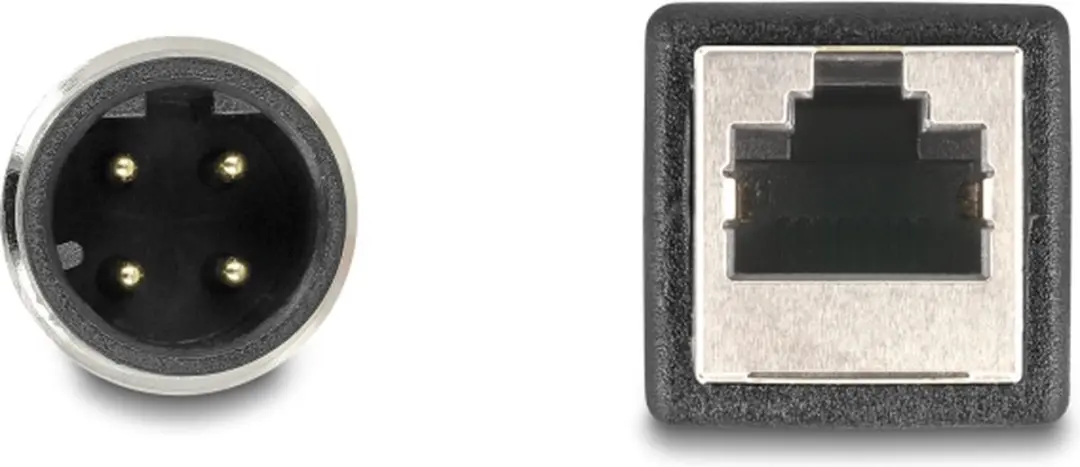 Delock M12 D-coded 4-pin Male naar RJ45 Female Kabel 0,5m - Zwart
