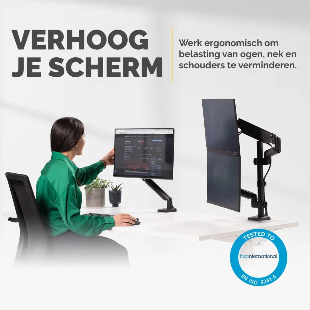 Fellowes Platinum Monitor Arm 8043401 - 2x Verticaal 27" - USB - Zwart