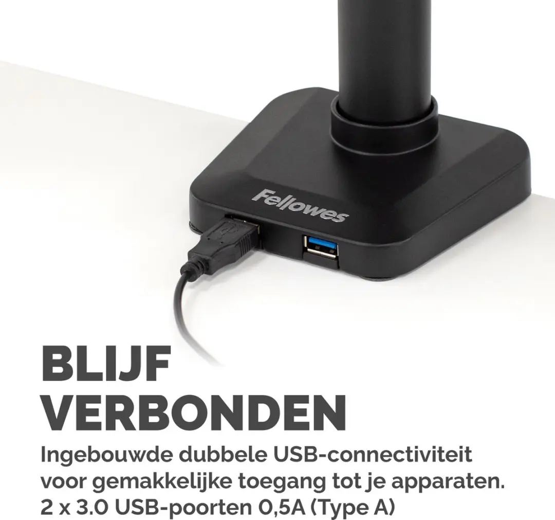 Fellowes Platinum Monitor Arm 8043401 - 2x Verticaal 27" - USB - Zwart
