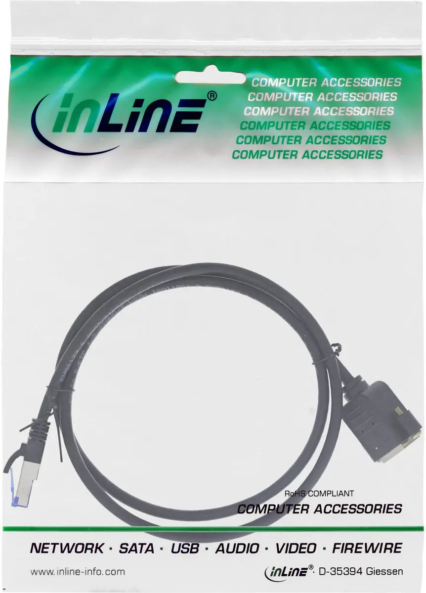 InLine S/FTP CAT6a Netwerkverlengkabel 10Gbps - 1,5m - Zwart