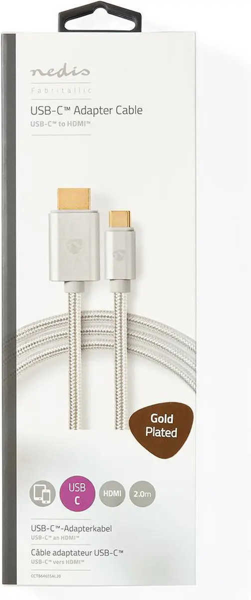 Nedis USB-C HDMI Adapter 4K@60Hz 18Gbps 2m - Verguld