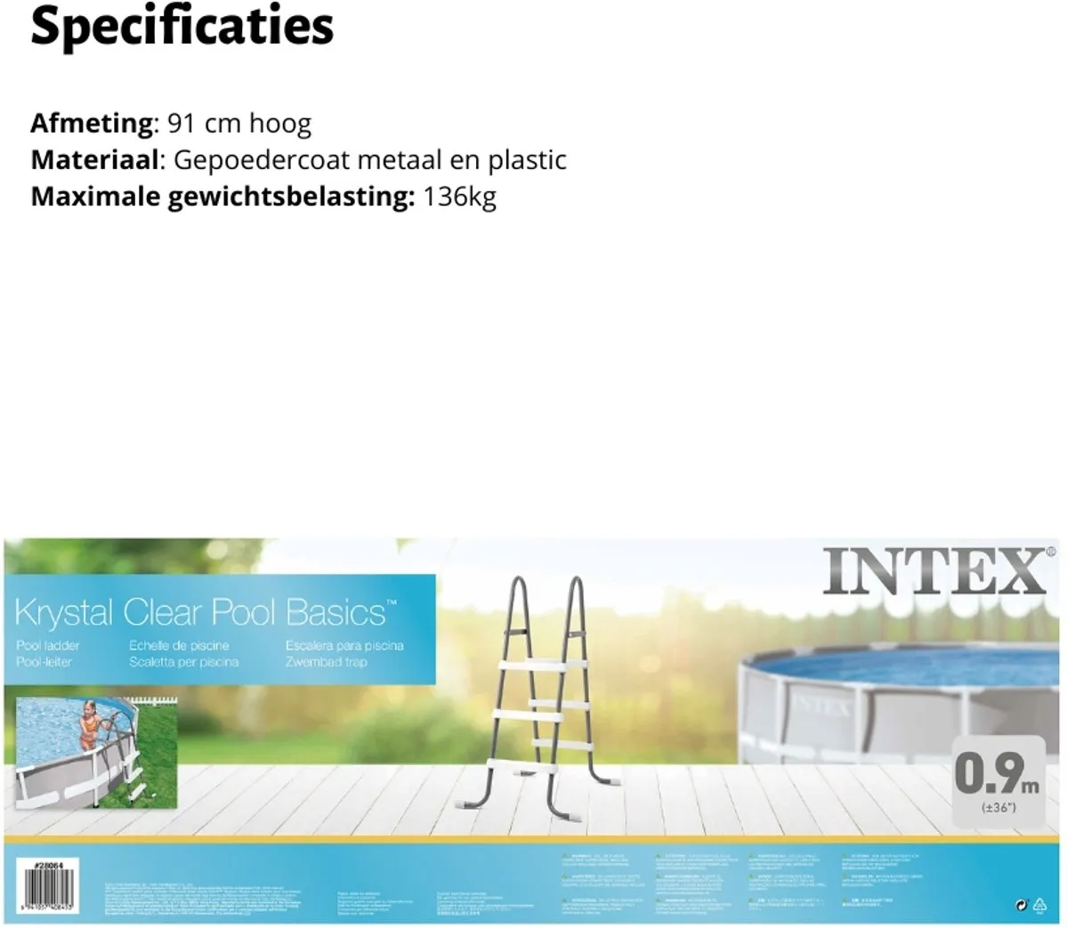Intex Zwembadladder 28064 - 91cm