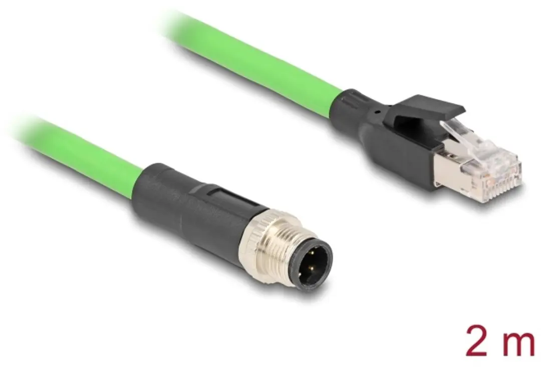 Delock M12 D-coded Kabel 4-pin M naar RJ45 M