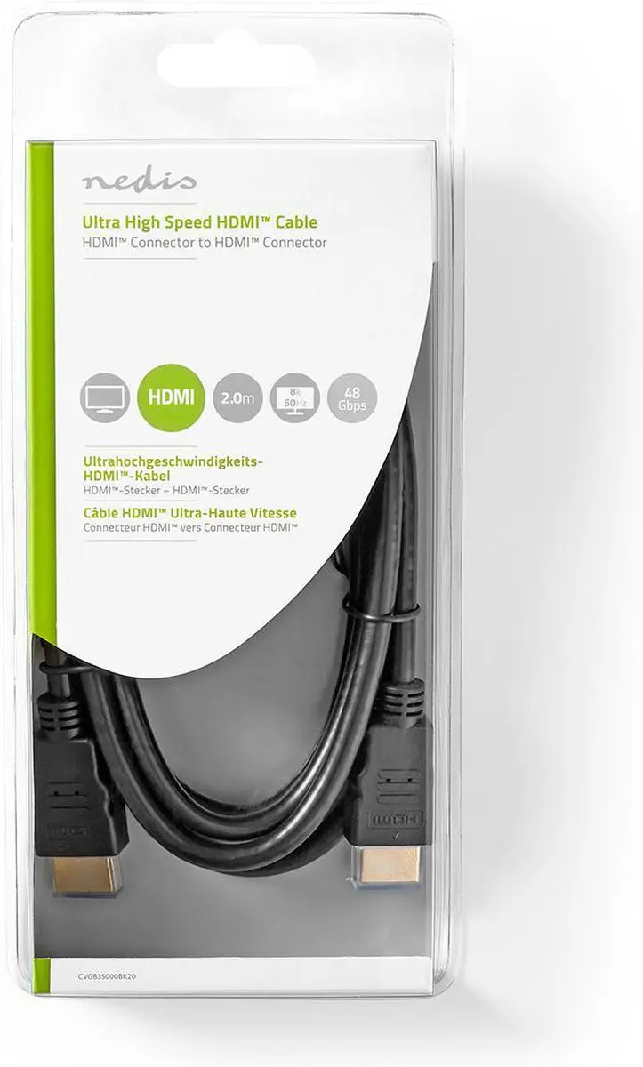 Nedis Ultra High Speed HDMI-kabel 8K 48Gbps 2m - Zwart - afbeelding 6 van 6