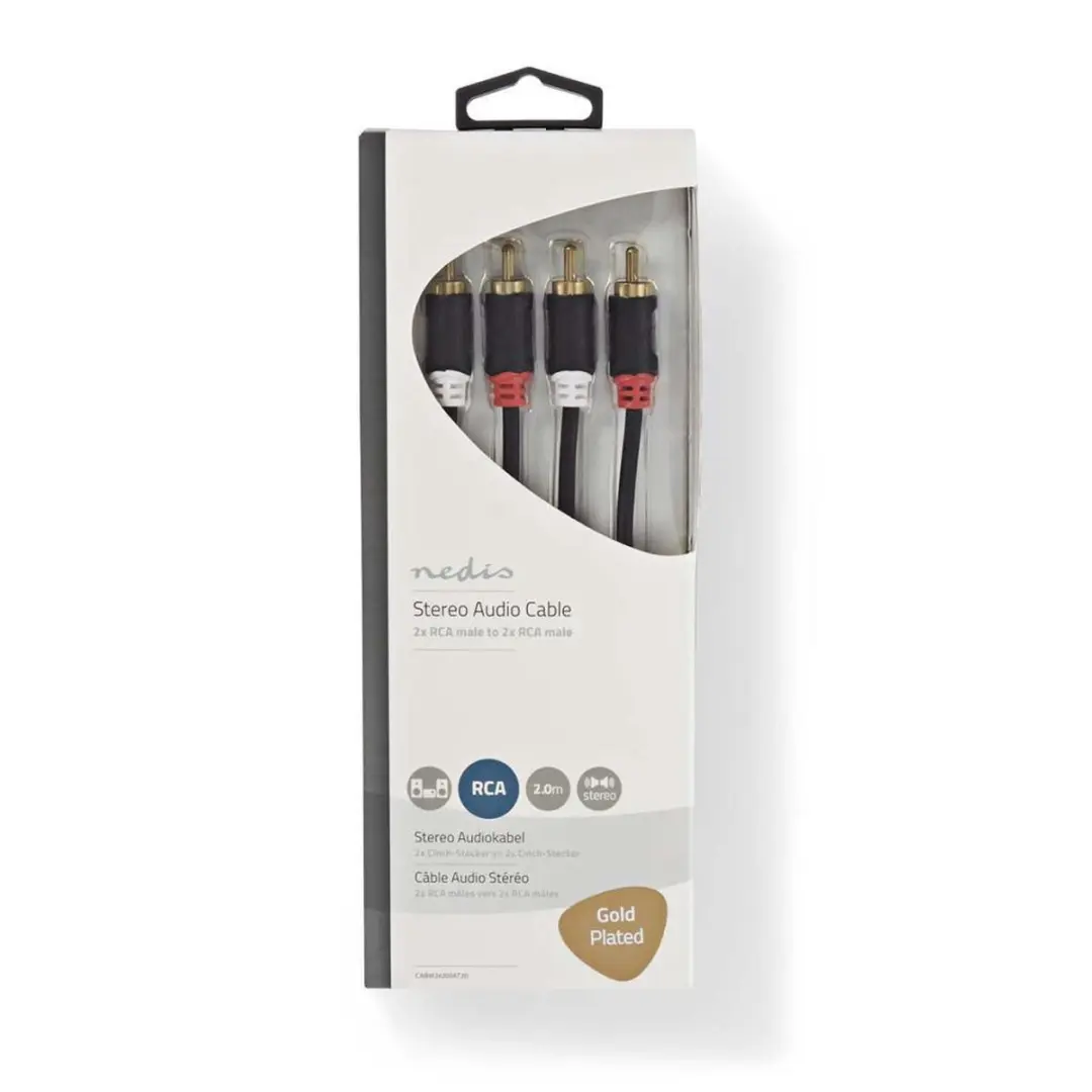 Nedis Stereo-Audiokabel RCA 2.0m - Verguld - Antraciet - afbeelding 6 van 6