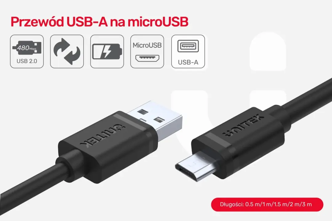 Unitek USB 2.0 Micro-USB Kabel 0,5m - Zwart