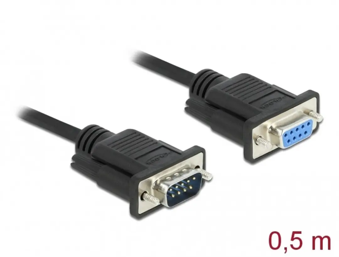 Delock RS-232 D-Sub9 Kabel 0.5m - Zwart