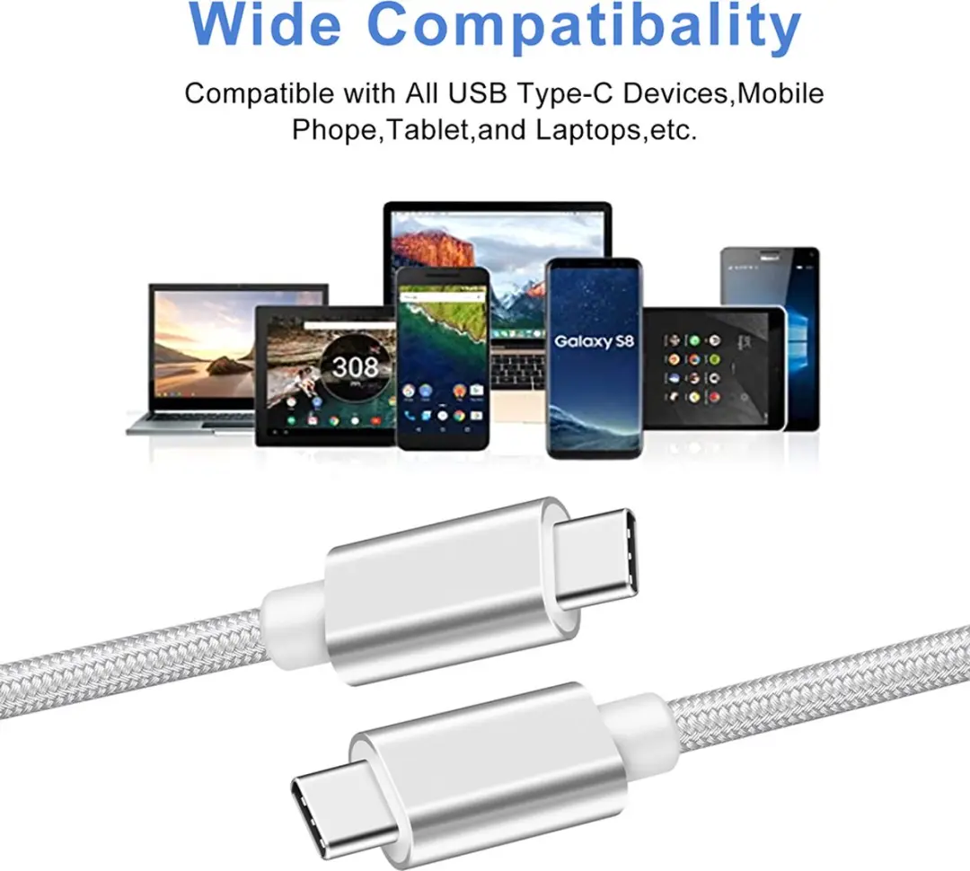 NÖRDIC USBC-N1062 USB-C Kabel 1m - 60W PD - 5Gbps - Wit