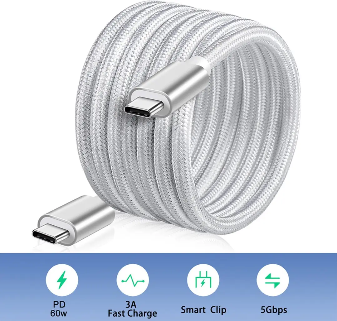 NÖRDIC USBC-N1062 USB-C Kabel 1m - 60W PD - 5Gbps - Wit