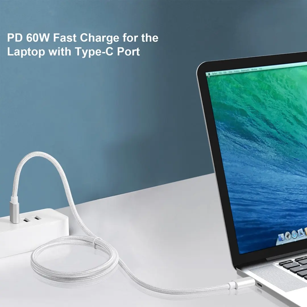 NÖRDIC USBC-N1062 USB-C Kabel 1m - 60W PD - 5Gbps - Wit - afbeelding 6 van 6