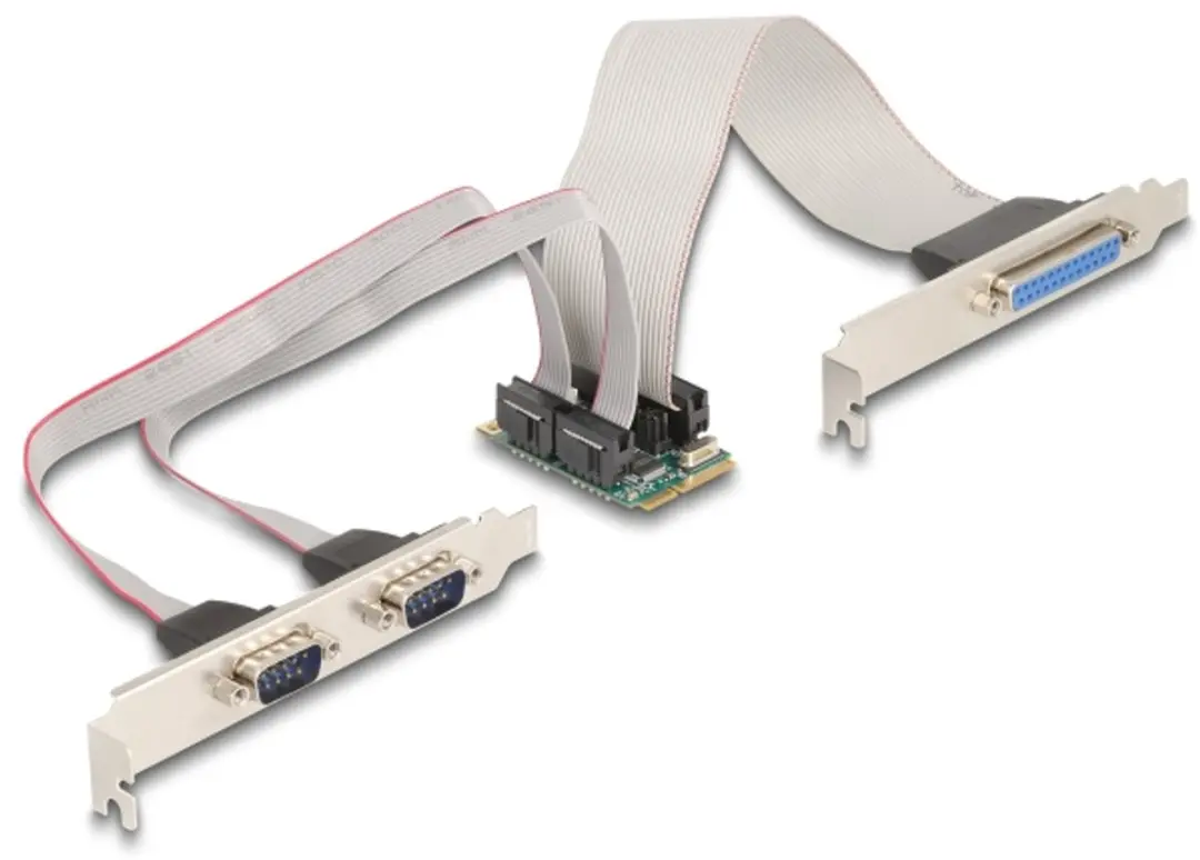 Delock Mini PCIe I/O Kaart - 1x Parallel, 2x RS-232 - Groen