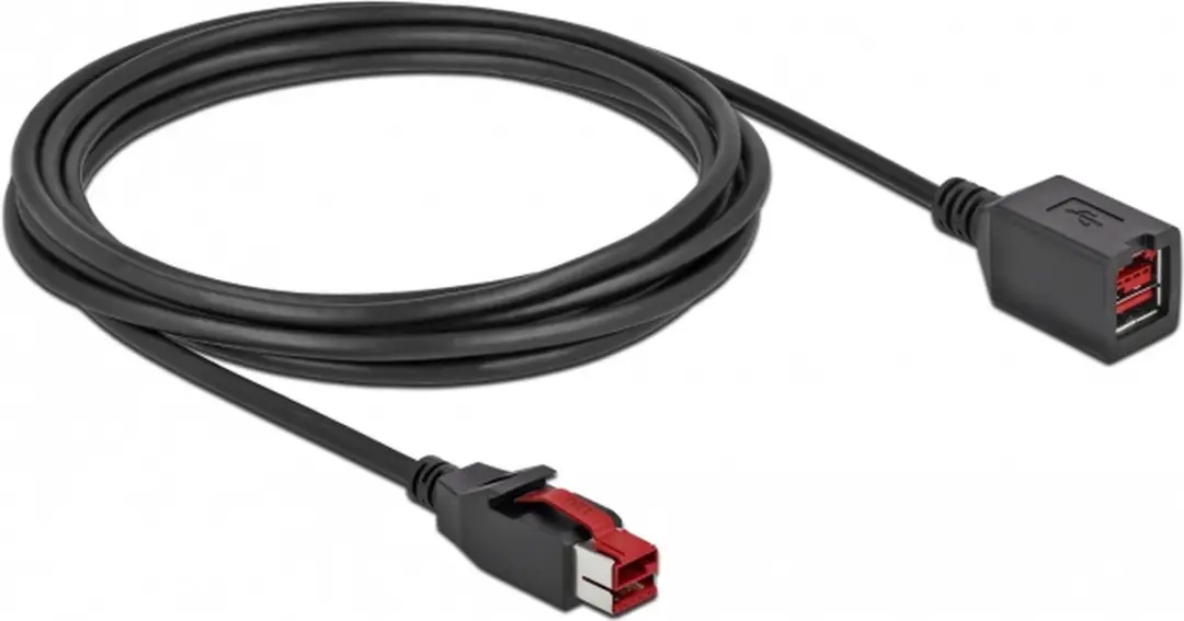 Delock PoweredUSB Verlengkabel 24V 3m - Zwart
