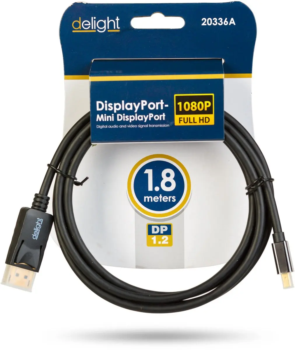 Delight DisplayPort naar Mini DisplayPort Kabel 1.2 - 1,8m - Zwart