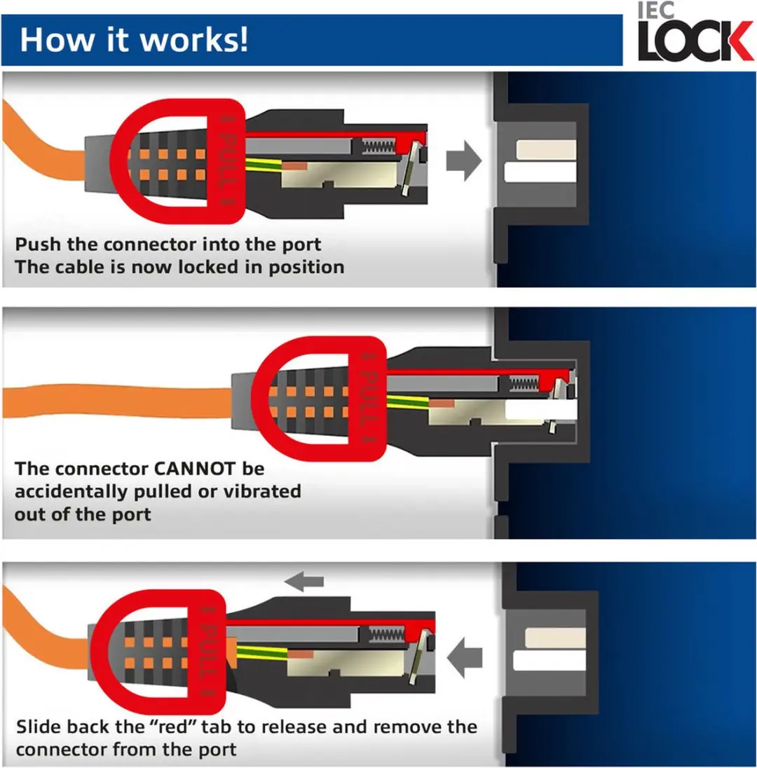 ACT PC3875 PL0052 Netsnoer C14/C15 Lock+ - 2m - Wit