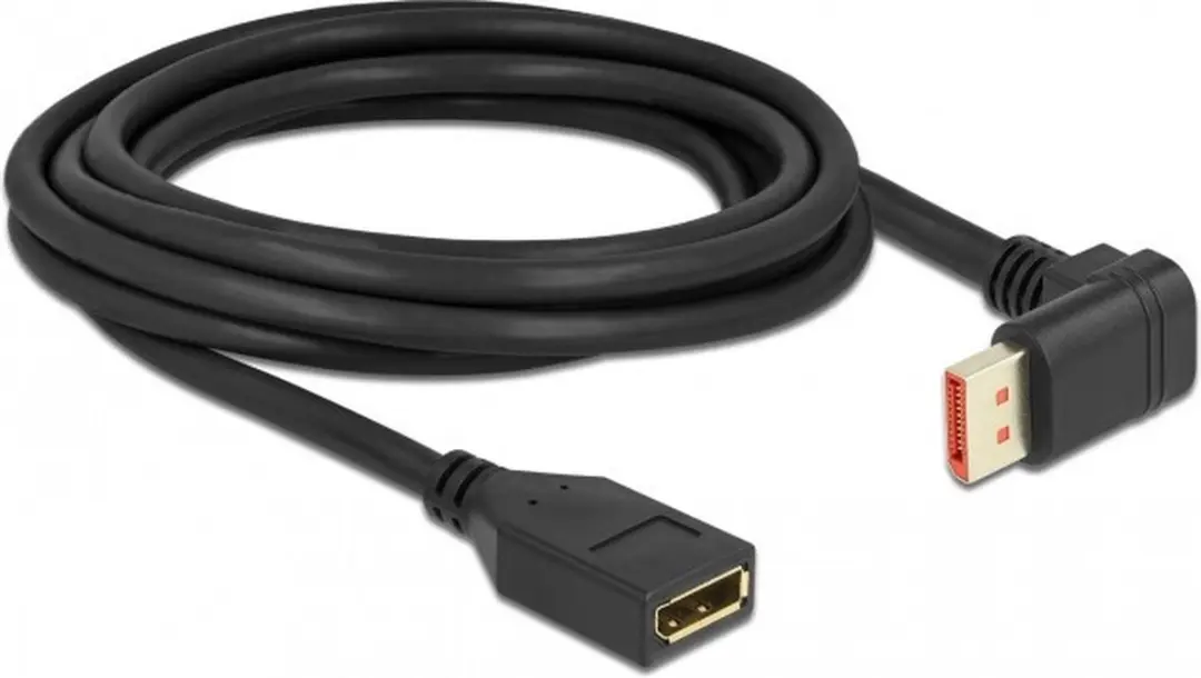 Delock DisplayPort Kabel 90° Mannetje-Vrouw 8K 60Hz 3m - Zwart