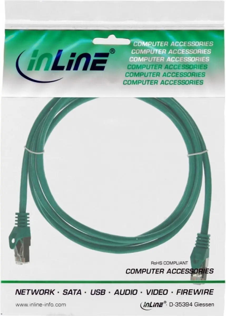 InLine Patchkabel SF/UTP Cat.5e Groen 0,25m