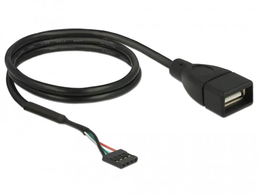 Delock USB 2.0 Pin Header naar Type-A Kabel 60cm - Zwart