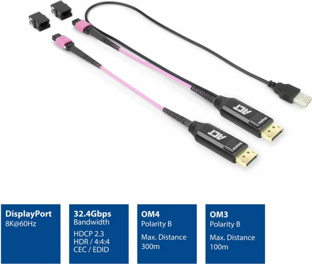 ACT AK4165 DisplayPort naar MTP/MPO Adapter - Roze