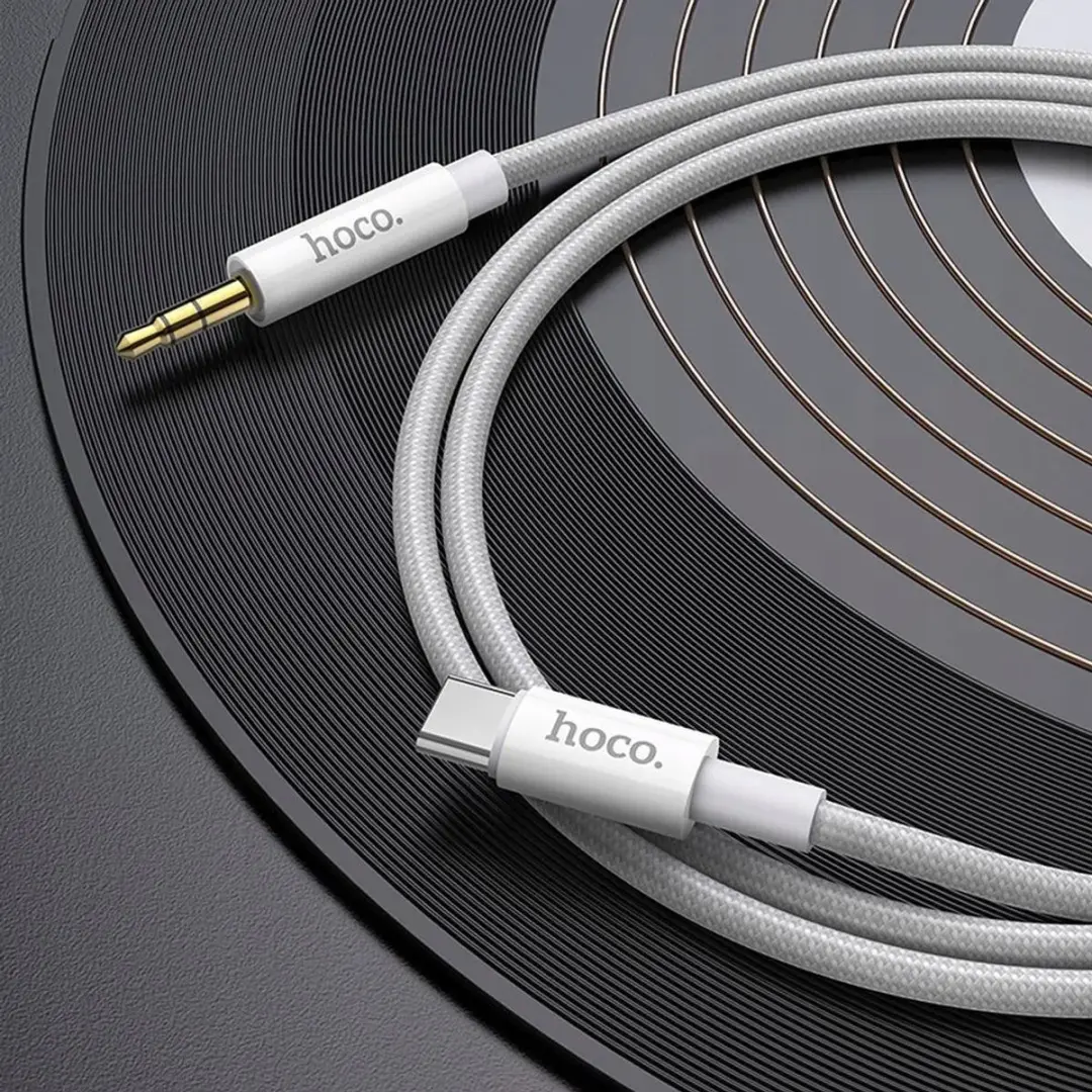 Hoco AUX Kabel 3,5mm Jack naar USB-C 1m - Zilver